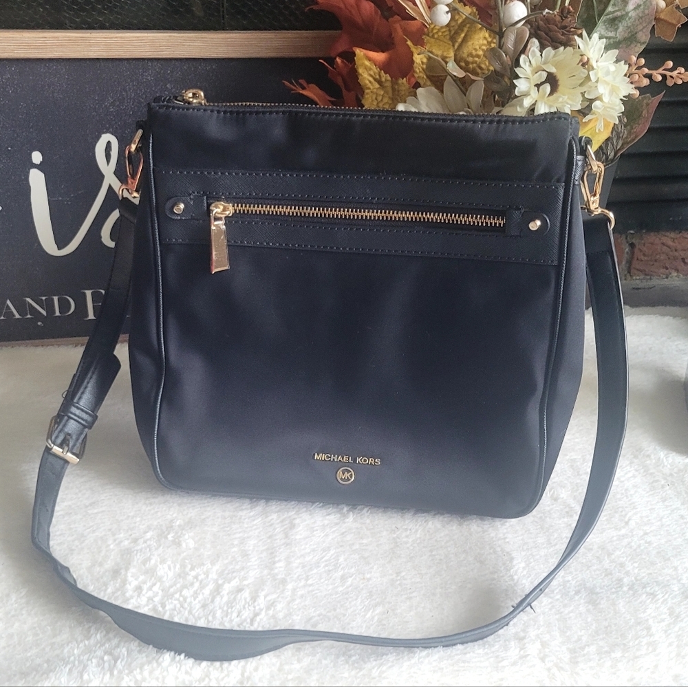 Michael Kors Black Crossbody Bag with Gold Hardware